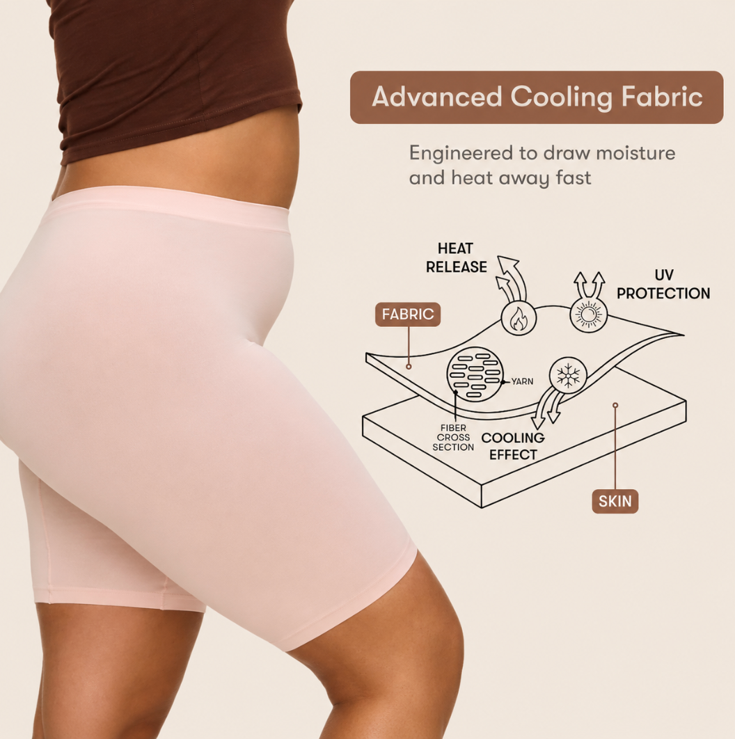 Most fabrics trap heat the longer you wear them — ours does the opposite. The lightweight, breathable material pulls warmth away from your skin on contact, so it stays cool even hours into a hot day.The result? You stop noticing the heat — and stop noticing you're wearing them at all.